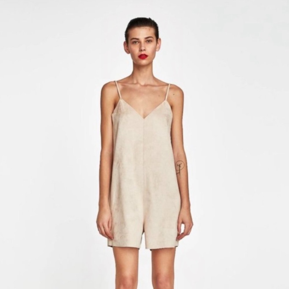Zara Minimalist Faux Suede Jumpsuit Large - Picture 3 of 8